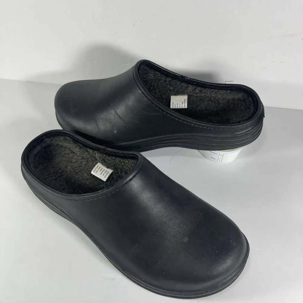 SG Footwear Men's Size 11 Black Clog Slippers Fleece Lined Rubber Sole